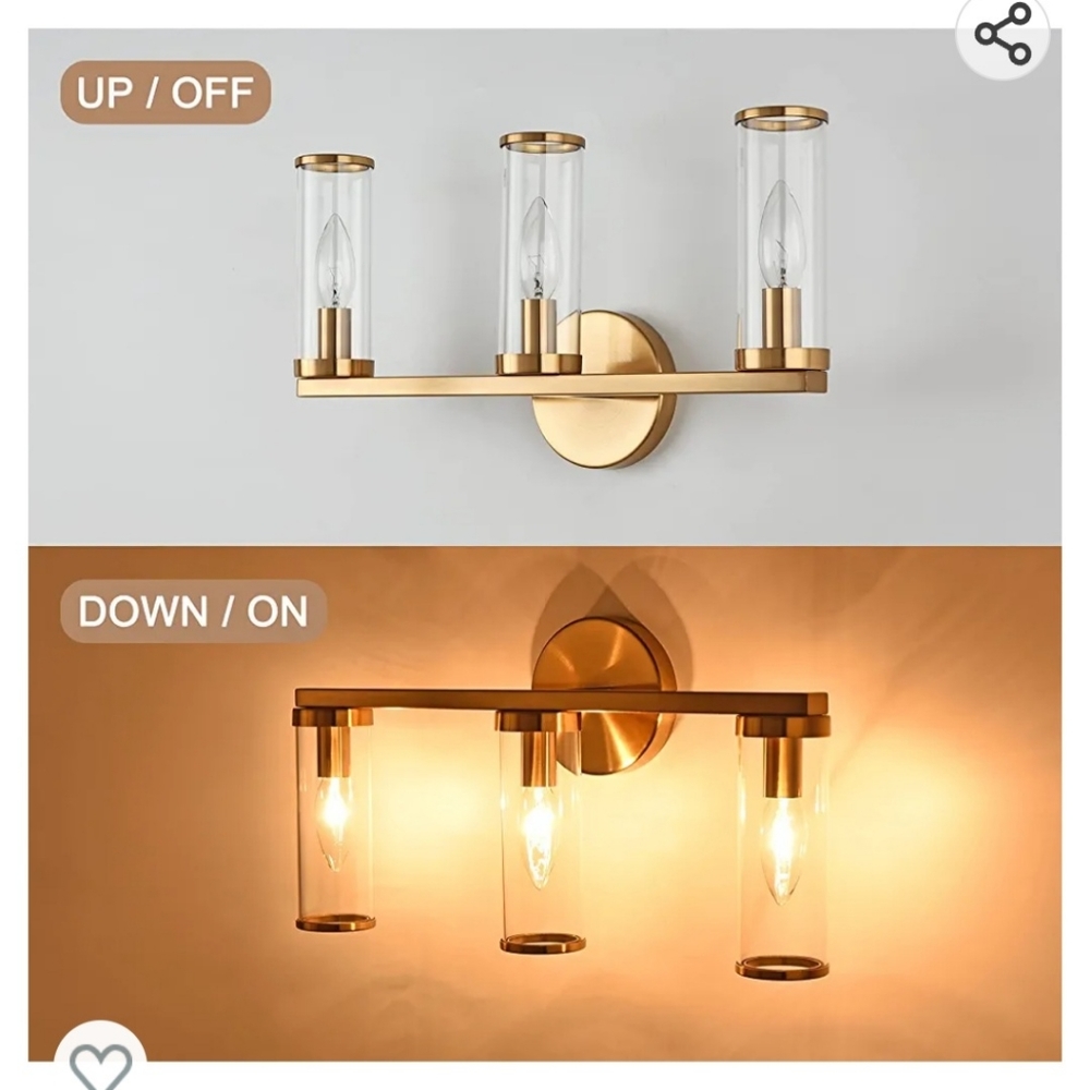 Pomitos 3 light vanity light brushed gold - Picture 2 of 5